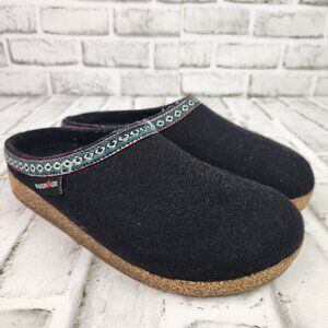 Haflinger GZ Clog Women Size 8 EU 39 Blue Wool Slippers Hard Sole Blue Slip On
